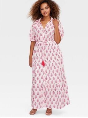 NWT Roller Rabbit × Target Bouquet pink Short-Sleeve Maxi Dress - S